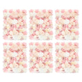 Artificial Silk Flower Panels 6pcs, 3D Silk Dahlias/Roses/Hydrangeas Floral Wall Panel Ideal for Wedding Celebrations, Festive Party Birthday Backdrops and Elegant Home, 16x24 Inch
