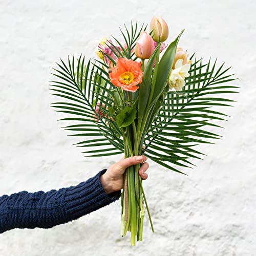 14Pcs Artificial Palm Leaves, 20.4" Outdoor Faux Palm Fronds Fake Tropical Palm Leaves For Palm Sunday Flower Arrangement Wedding Birthday Party Home Spring Summer Decor - size: 14 Pcs