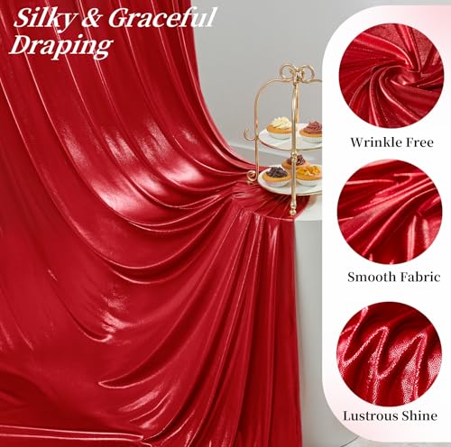 20ftx10ft Red Sequin Backdrop Curtain for Parties, Wrinkle Free Thick Glitter Sparkle Photo Backdrop Drapes 4 Panels 5x10FT Shimmer Back Drop Cloth for Wedding Birthday Photography Background - color: Red, size: 5'W×10'H _4 Panels