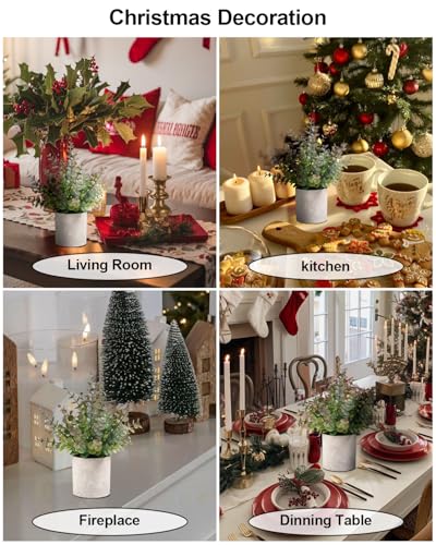 Coferset 2 Pack Small Fake Plants Christmas Greenery Eucalyptus Potted Artificial Plants for Shelf Desk Home Bathroom Farmhouse Room Coffee Table Decor Christmas Decor(Purple) - color: Purple-small