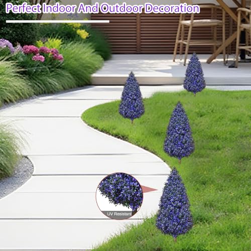 2PACK Artificial Boxwood Topiary Trees Outdoor Tall Artificial Lavander Plants with Stakes, 3.3FT Purple Faux Shrubs Bushes Evergreen UV Resistant for Outdoor Planter,Porch, Garden,Spring - color: Purple
