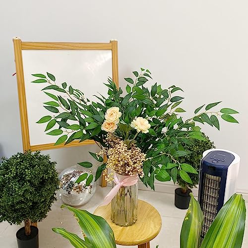 40pcs Italian Ruscus Greenery 68cm Artificial Greenery Stems Leaf Greenery Garland for Wedding Arch Flowers Centerpieces Balloon Arch Home Decor