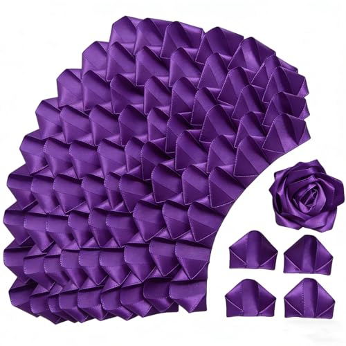 300Pcs Preformed Satin Petals for DIY Forever Roses - Cost-Effective Bulk Supply for Handmade Bouquets, Simplifying Wedding & Event Decor Preparation (300 Pcs Dark Purple) - color: 300 Pcs Dark Purple