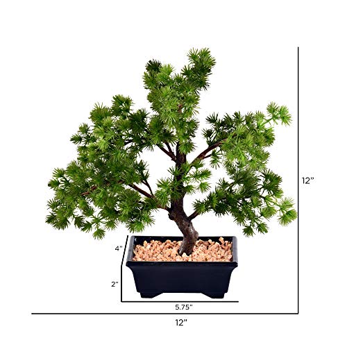 Vickerman Everyday Artificial Potted Pine Bonsai Tree 12" - Lifelike Home Or Office Decor - Premium Faux Potted Bonsai Tree - Maintenance Free Bonsai Plant