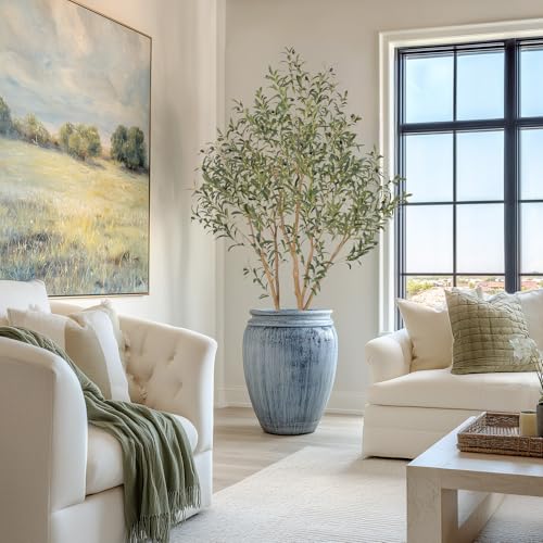 Nafresh Majestic Faux Olive Tree 6ft – Artificial Olive Tree Indoor & Outdoor with Lifelike Leaves & Textured Branches for Living Room, Office, Entryway,Patio - size: 6ft