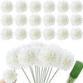 HinyoCo 30 Pcs Artificial Chrysanthemums Heads Ball Flowers，Silk Chrysanthemum Ball Bouquet White Bouquets Hydrangea for Home Office Coffee House Parties and Wedding（Milk White）