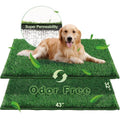 HQ4US 4LEGS Artificial Grass, Dog Pee Grass Pads for Dogs Potty, 2PCS Odor Free Fake Grass for Dogs X-Large 43”×32” with Countless Drainage Holes, Dog Potty Grass Hemmed Edge Realistic - size: XL - 43'' x 32'' for Dog＜ 38" Length