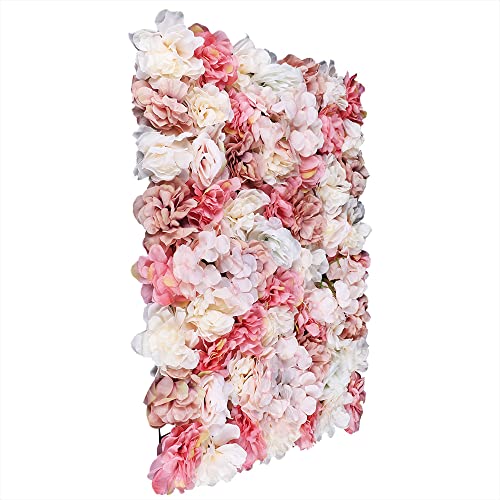 6 Pcs Artificial Flower Wall Panels 60x40cm 3D Flower Background for Wall, Wedding Flower Decorations Wall Silk Rose Panels for Photo Areas, Stage Background(Dahlia + Rose + Hydrangea) - color: Autumn Colors