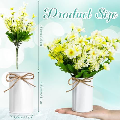 6 Sets Spring Daisy Table Centerpieces Colorful Artificial Wildflower with Galvanized Metal Pot Vintage Artificial Potted Daisy Flowers Decoration for Easter Home Office Wedding Party Baby Shower