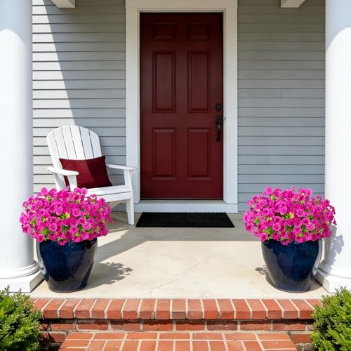ADXORA 12 Bundles Morning Glory Artificial Flowers for Outdoor Decoration UV Resistant Fake Plastic Plants Artificial Greenery for Indoor Outdoor Garden Patio Window Box Home Decor - color: Purple