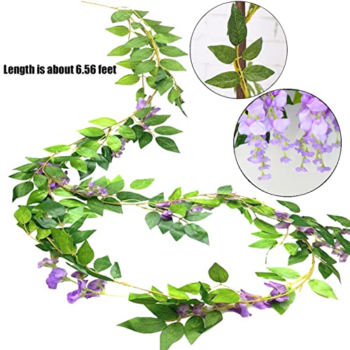 5 Pcs Purple Wisteria Garland Artificial Flower Arch Floral Garland Decor Fake Hanging Flowers for Wedding Arch - color: Purple
