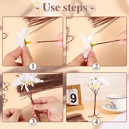 200 Pcs Floral Wire 26 Gauge Crafts Wire Florist Flower Wire Stems Brown Floral Wire for Crafts Bouquet Stem Wreath Making Flower Arrangement Supplies (Brown,14 Inch) - color: Brown