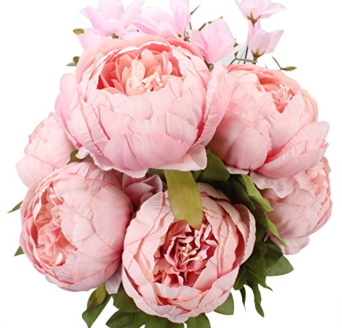 Duovlo Springs Flowers Artificial Silk Peony Bouquets Wedding Home Decoration,Pack of 1 (Spring Light Pink) - color: Spring Light Pink