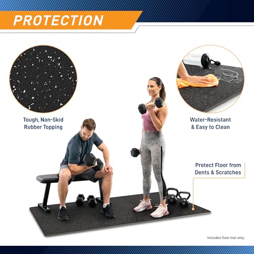 Marcy EVA Foam Interlocking Flooring Mat High Density Non-Slip Tiles for Fitness Equipment, Workout Cushion and Floor Protection - color: Multi - 0.75 Inch - Rubber Top 6 Tiles (24 Sq Ft)
