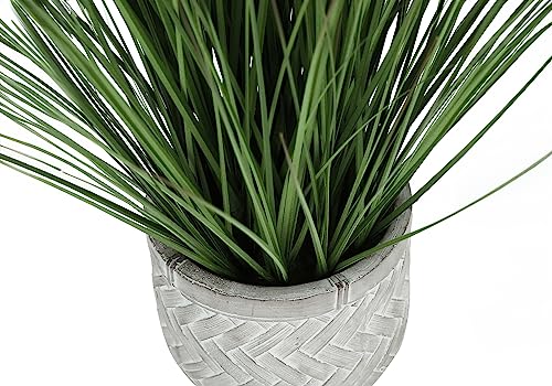 Monarch Specialties I 9574 Artificial Plant, 21" Tall, Grass, Indoor, Faux, Fake, Table, Greenery, Potted, Real Touch, Decorative, Green Grass, White Pot