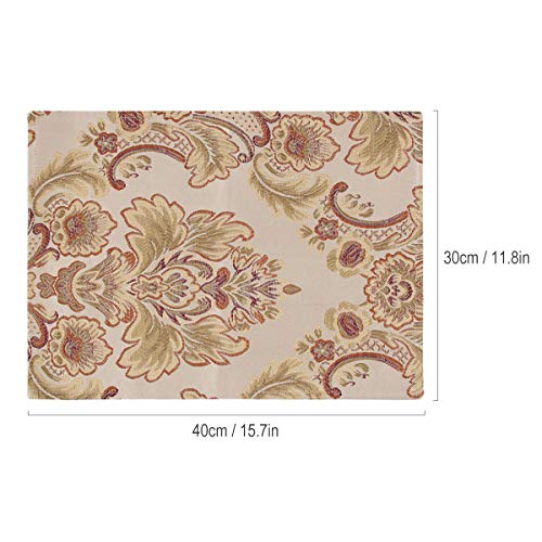 kilofly 6pc Elegant Floral Brocade Jacquard Table Placemats (11.8 x 15.7 in) - color: Khaki, size: 11.8*15.7 inch