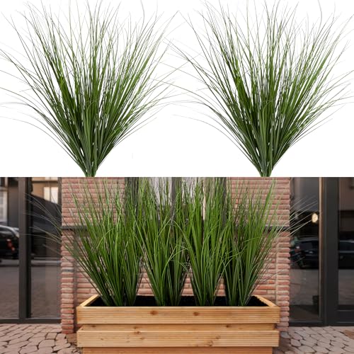 12PCS Fake Plants Artificial Wheat Grass Greenery Plastic Plants Fake Grass Artificial Plants for Outdoor Decor Artificial Grass Plant with Greenery Stems for Indoor Home Decoration 26.4" - size: Tall-12PCS