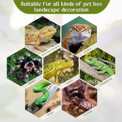 Reptile Plants for Terrarium Decor, Amphibian Habitat Decor Plant, Ball Python Decor Tank Accessories for Gecko Lizard Chameleon Frog Snake Tortoise with Base - Fake Heuchera Micrantha Yellow - color: A-fake Heuchera Micrantha Yellow