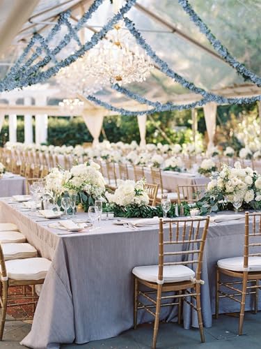 12PCS Dusty Blue Wisteria Hanging Flowers 6.4FT Artificial Hanging Wisteria Flowers for Decoration for Wedding Arch, Backdrop, Garden Party Decor (Dusty Blue) - color: Dusty Blue