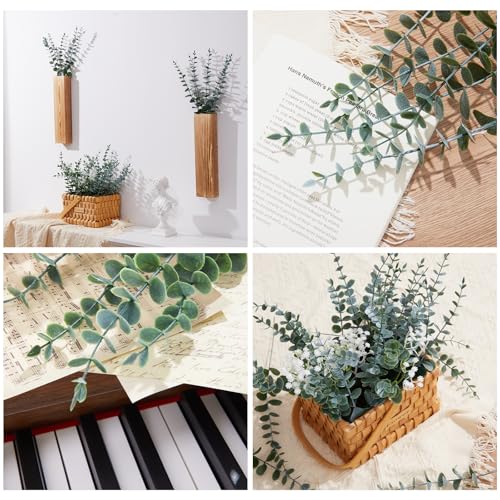 40pcs Eucalyptus Stems Artificial Eucalyptus Leaves Stems,Fake Eucalyptus Plants Real Touch Faux Flower for Home Office Flowers Bouquet Centerpiece Wedding Decoration Spring Farmhouse Home Decoration