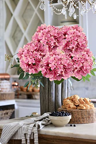 DILATATA Silk Hydrangea Flower 26" Big Fake Hydrangea Faux Flowers Lifelike Tall Artificial Hydrangea Real Touch Hydrangea for Wedding Ceremony Centerpieces Decoration - color: Pink #3, size: 3PCS