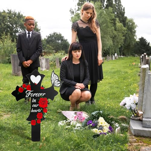 3Pcs Cemetery Decorations for Grave, Grave Decorations for Cemetery Son Dad Mom, Cross Graves Markers for Cemeteries - style: Cross-A 3Pcs