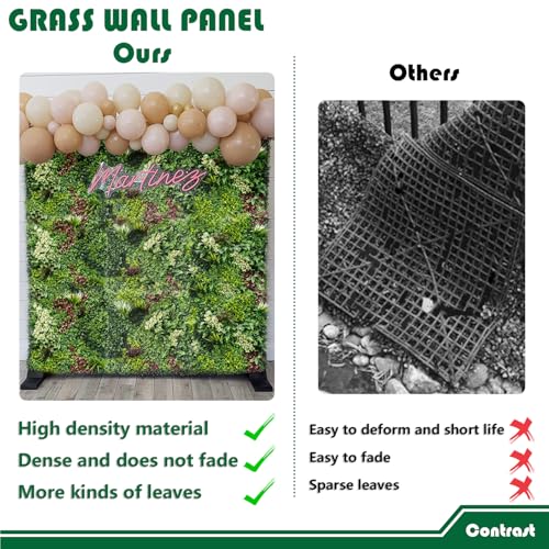 40"x40"-1Set Artificial Grass Wall Panels Greenery Backdrop Fake Grass Photography Background, Faux Boxwood Panels for Interior Wall Décor, Outdoor Patio Privacy Ivy Fence Screen - size: 40"x40"