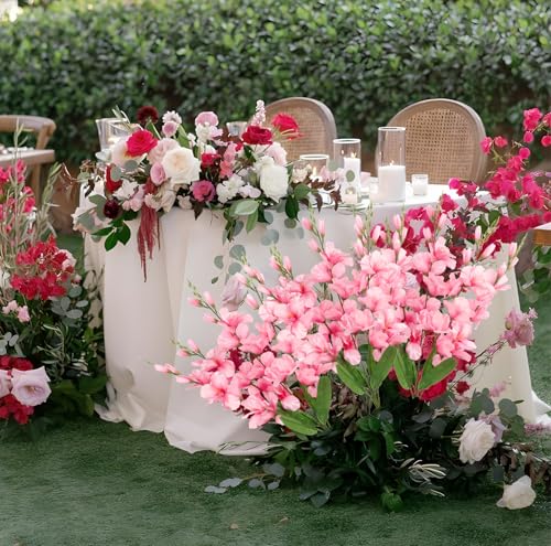 2 Bundles Gladiolus Artificial Flowers 10 Heads 26.38" Fake Flowers Faux Gladiolus for Wedding Centerpieces, Home Table Party Decor(Pink) - color: Pink