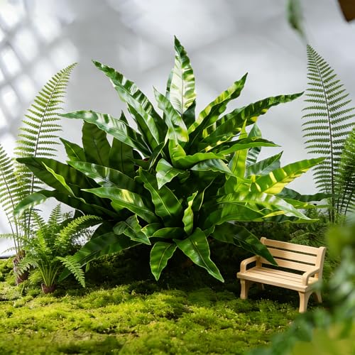 Fake Ferns,2Planter 35in Outdoor Faux Plants UV Resistant,3D Real Touch Fake Plants Total 120 Blades,Weatherproof Artificial Plants Outdoor Indoor for Garden Porch Home Living Room Decor - color: New Pteris Fern, size: 8Pcs