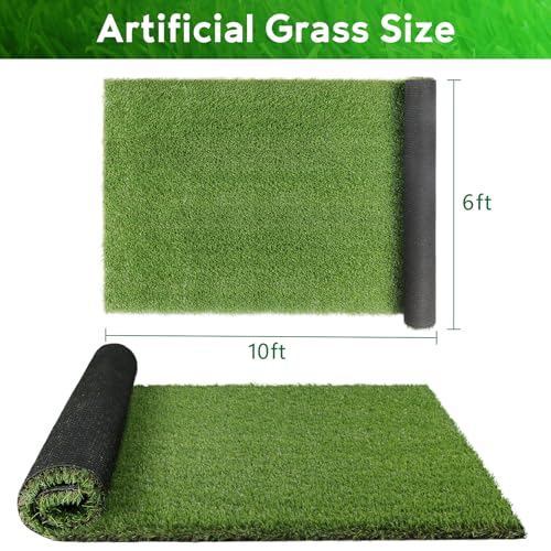 XLX TURF Extra Thick Outdoor Turf, Large Fake Grass Pad for Dogs Potty Kennel Patio Balcony, 6 FT X 10 FT - size: 6FTX10FT