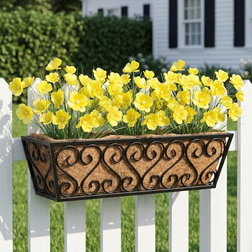 GTIDEA 24Pcs Artificial Grass Plants for Outdoors，UV Resistant Yellow | 17IN Fake Silk Flowers, for Planters, Home, Garden, Porch Decoration - color: 24pcs-yellow