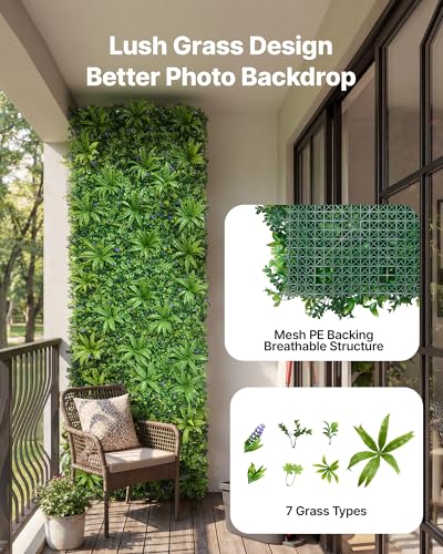 VEVOR Artificial Plant Wall, 40 x 120 in Artificial Boxwood Panels, Sun Protection Greenery Backdrop Privacy Hedge Fence, Fake Grass Screen for Wedding, Indoor, Outdoor Garden, Backyard,Mixed Leaf - color: Mixed Leaf, size: 40 x 120 IN
