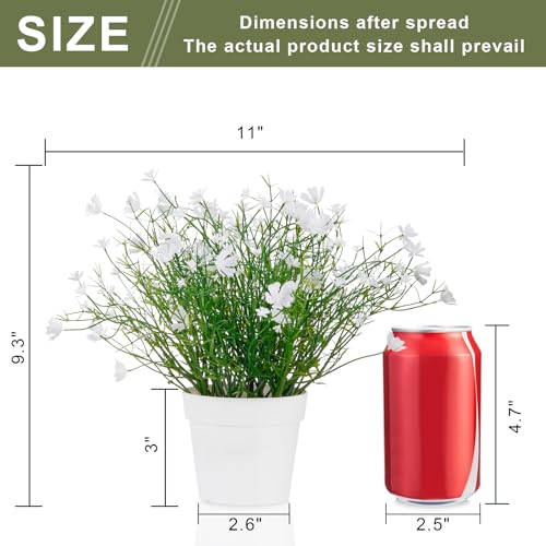 Artificial Babys Breath Potted Fake Plants with Flowers Faux Plants Indoor for Home Office Bookshelf Table Room Decor (White) - color: White