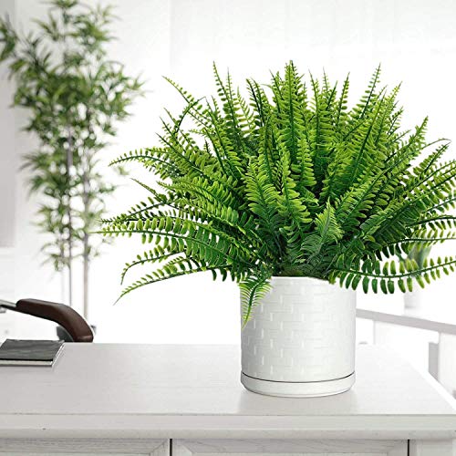 Fake Plants Artificial Shrubs, Plastic Greenery Grass Bushes Foliage Home Garden Christmas Decorations Office Kitchen Room House Outdoor Indoor Wedding DIY Decor Decoration Planter Filler - 6 Pack - color: Boston Grass/ 6 Pack