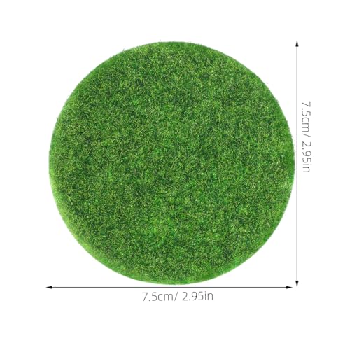 Yardwe 8Pcs Round Miniature Artificial Grass Mats for DIY Fairy Gardens - Realistic Simulation Lawn with Green Moss Turf Decorative Dollhouse and Outdoor Garden Craft Supplies