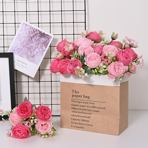 MARTINE MALL 2 Packs Peonies Artificial Flowers, Mixed Pink Artificial Peonies, Silk Peonies Flowers Fake Peonies Artificial Flowers Peonies Bouquet for Centerpiece Table Wedding Party Home Decor - color: Mixed Pink, size: 2PCS