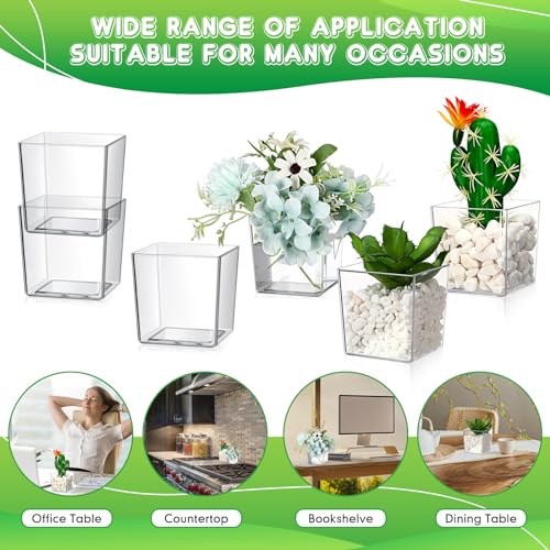 Tioncy 3'' x 3'' 24 Pcs Cube Clear Flower Vase Acrylic Flower Vase Square Acrylic Container Cube Decorative Centerpiece for Plant Home Office Floral Decor - size: 3'' x 3''