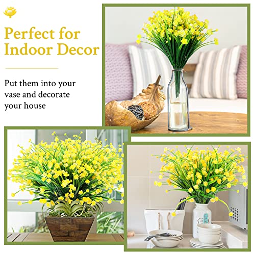Hoteam 40 Bundles Outdoor Artificial Flowers Plants UV Resistant Outside Fake Flowers Plastic Plants Outdoor Spring Summer Seasons Decoration Shrubs Garden Porch (Yellow) - color: Yellow