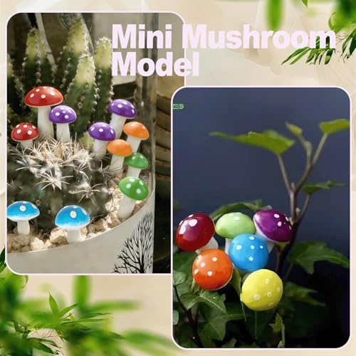 160PCS Tiny Foam Mushrooms Miniatures, Assorted Color Artificial Ornaments for DIY Crafts Flower Pot Bonsai Micro Fairy Garden Landscape Home Decoration Supplies