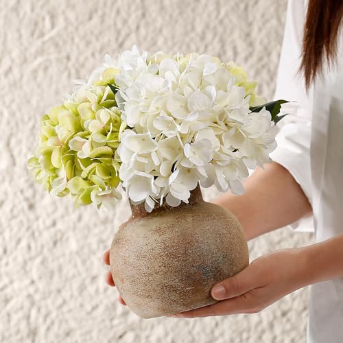 Ceramic Rustic Flower Vase, 5.83 Inch Pottery Modern Vase for Shelf, Tabletop, Vintage Farmhouse Home Decor for Coffee Table, Living Room, Mantle, Fireplace, Entryway - color: Rust 5.83 Inch