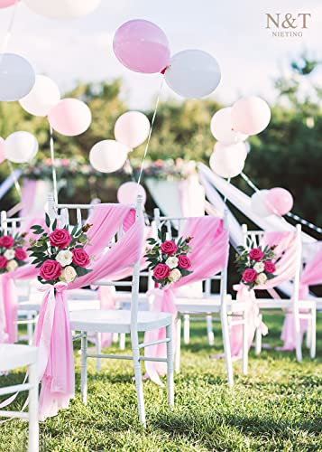 N&T NIETING Artificial Flowers, Hot Pink Artificial Roses, 50pcs Fake Flowers with Stem for DIY Wedding Bouquets Centerpieces Bridal Baby Shower Party Home Arrangement Decoration - color: Hot Pink, size: 50pcs