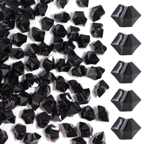 150 Pcs Fake Ice,17 * 23mm,Black Acrylic Gems Vase Filler,Plastic Diamonds for Table Decoration DIY Craft Aquarium Display Party Centerpieces. - color: Black, size: 17MMx23MM