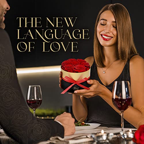 GLAMOUR BOUTIQUE Eternal Preserved Roses in a Box, Flowers Forever, Rose Forever in a Box for Wife or Her, Lasting Real Flower Gift for Mothers Day Luxury Floral 7 Roses, Red (Color-Treated) - color: Red 7 Roses, size: 7 Roses
