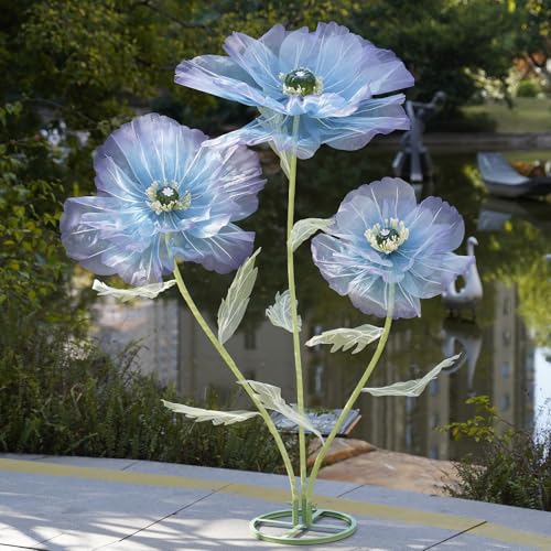 Giant Artificial Flowers for Decoration with Stand,Extra-Large Gradient Blue to Purple Faux Bloom Display for Wedding Decor,Event Backdrops, Storefront Styling & Home Interior Decoration - color: Blue to Purple Gradient