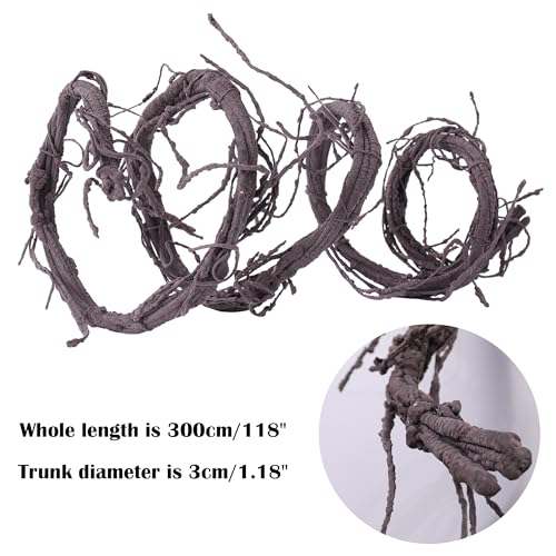 118" Flexible Large Artificial Fake Reptile Plants Tree Branches Twigs Cherry Blossom Liana Wall Hanging Wreath Trunk Stick Vines Garland Wedding Garden X'Mas Halloween Jungle Decoration - size: Large