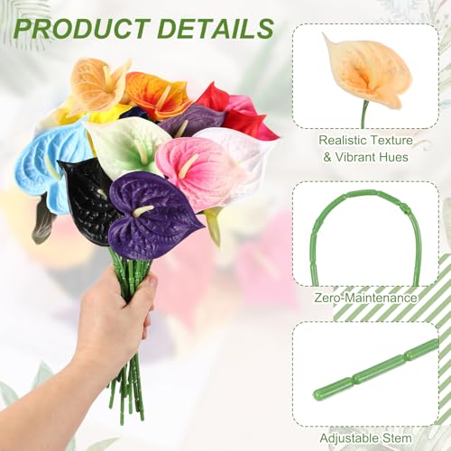 uxcell 4Pcs 11inch Artificial Anthurium Lily Flowers, Permanent Flower Bouquet for Home Arrangements Wedding Festival Decoration Crafts Store Decor Accessories, Light Orange - color: Light Orange