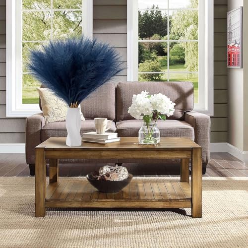 Navy Blue Faux Pampas Grass Extra Full, 24'' Tall 30 Stems with 90 Branches Artificial Pampas Grass Boho Decor, Artificial Flower Arrangements for Wedding Centerpieces, Vase Filler - color: Navy Blue, size: 24'' Tall