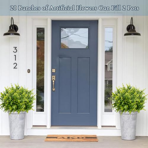 NETAP Outdoor Artificial Flowers UV Resistant, 20 Bundles Fake Realistic Floral Greenery Plants for Outside Porch, Window Boxes, Garden, Yard, Inside Home Table Decor, Green - color: Green