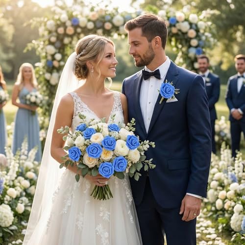 50 PCS Dark Blue Foam Rose Stemless Artificial Flower Head Bulk 2.75in Mini Fake Simulated Eternal Flores Roses Flower for DIY Craft Bridal Bouquets Centerpieces Arrangement Home Decoration - color: Dark Blue