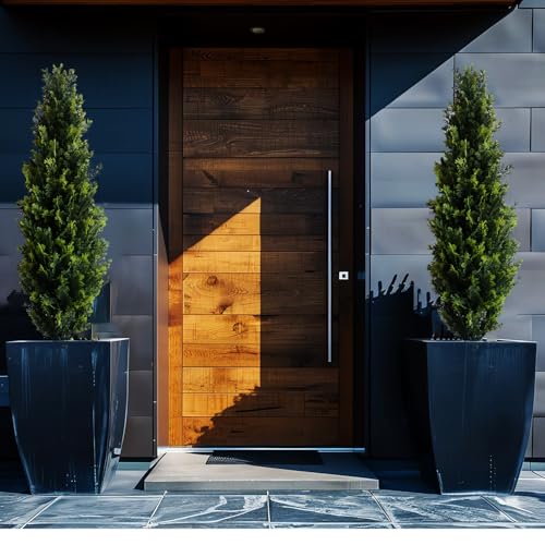 Artificial Pine Trees (3 feet Tall) 2 Pieces, with Ground Stakes Suitable for Both Outdoor and Indoor use, Imitation Pine Shrub Plants, Highly Realistic Plants, for Front Door Decoration, Garden
